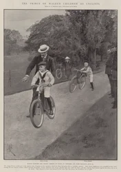Die Kinder des Prinzen von Wales als Radfahrer